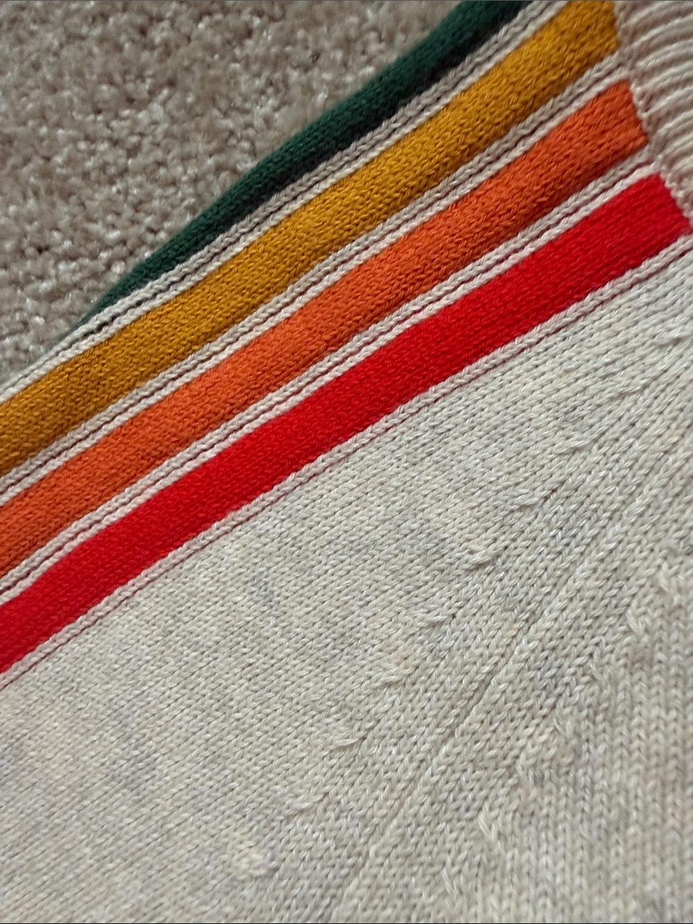 Outerknown Cream Crewneck Sweater with Rainbow Stripe Detail size Small - Picture 4 of 6